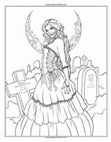 Coloring Pages Gothic Dark Adult Fantasy Halloween Magic Book Print Amazon Grayscale Night Witch Printable Border Vector Colouring Books Getdrawings sketch template
