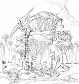 Buildings Treehouse árbol Colouring Coloringhome sketch template