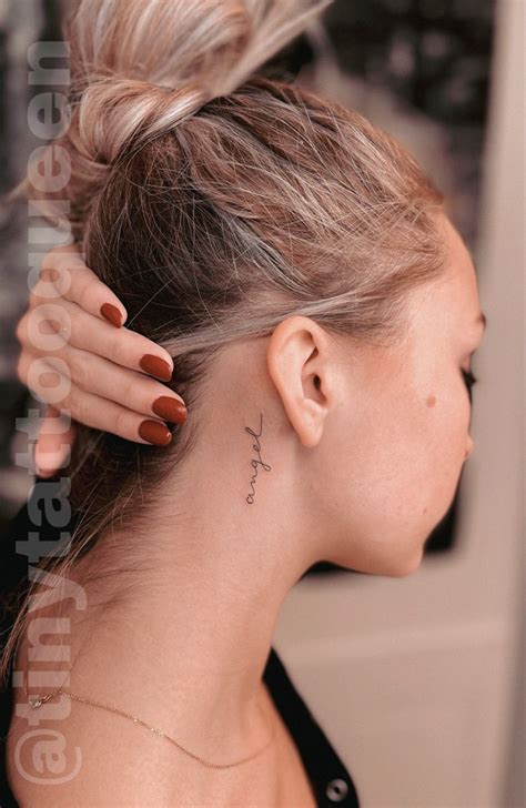 Fine Line Tattoo Idea By Victoria Love Name Tattoos On Neck Behind The