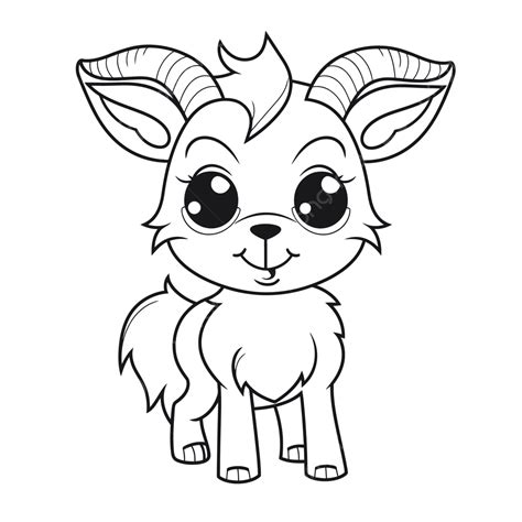 cute goat coloring page  cute horns outline sketch drawing vector