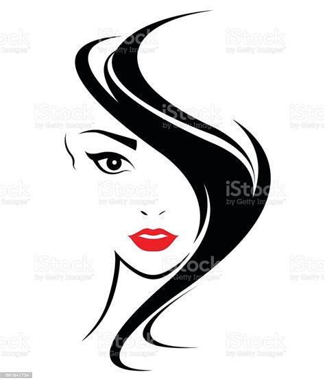 Women Hair Style Icon Logo Women Face On White Background