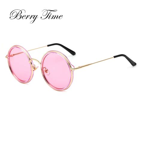 Berrytime Retro Round Sunglasses Unisex Fashion Clear Lens Sunglasses