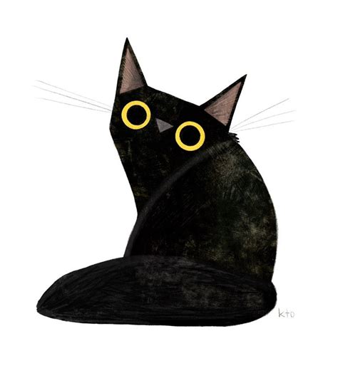 black cat   print cat illustration cute art cat lover etsy