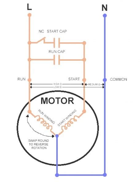 wiring diagram   single phase motor
