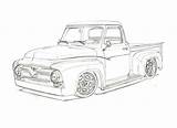 F100 Ford 1955 Classic Sketch Trucks sketch template