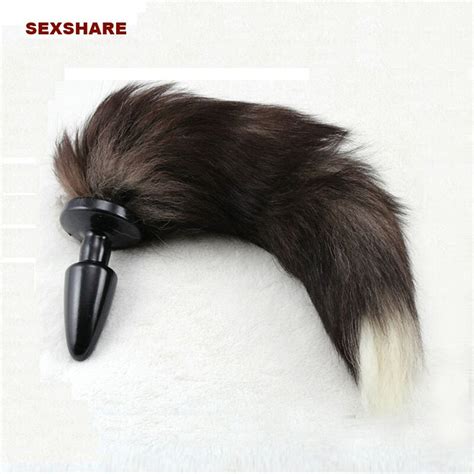 white anal plug faux fox tail stainless steel butt plug cat tail
