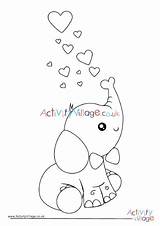 Elephant Coloring Cute Valentines Valentine Choose Board Colouring Pages Blowing Heart sketch template