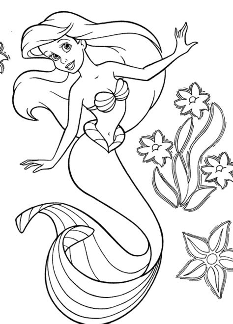 mermaid coloring pages princess printable  girls