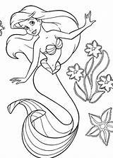 Mermaid Coloring Pages Little Printable Girls Princess sketch template