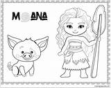 Moana Pages Baby Pig Pua Coloring Color sketch template