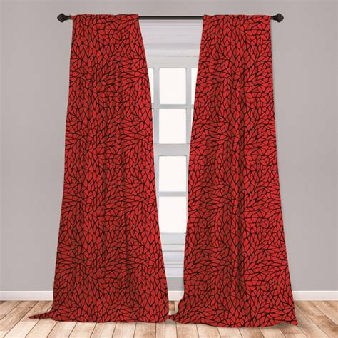 red  black curtains  panels set abstract pattern  vibrant color