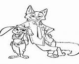 Zootopia Coloring Pages Nick Judy Hopps Wilde Printable Online Info sketch template