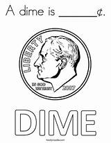Coloring Dime Dollar Penny Print Noodle Ll Twistynoodle sketch template