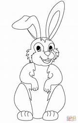 Coloring Rabbit Cartoon Cute Pages Bunny Rabbits Printable Easter Dot Drawing sketch template