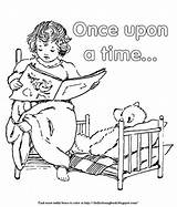 Coloring Time Upon Once Teddy Bear Girl Night Book Stuffed Bedtime Reads Animal Text Story Description Little Her sketch template