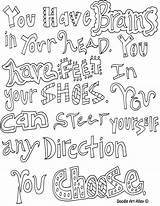 Quotes March Coloring Seuss Dr Doodles Classroom sketch template