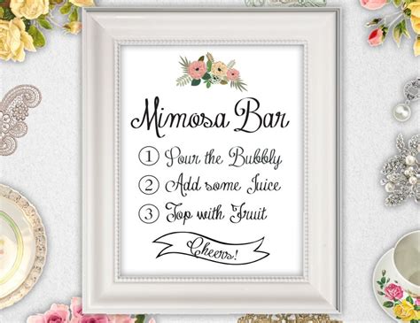 mimosa bar sign instant  printable