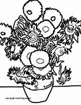 Gogh Van Coloring Vincent Pages Sunflowers Starry Night Getcolorings Getdrawings Drawing Colour Sunflower sketch template