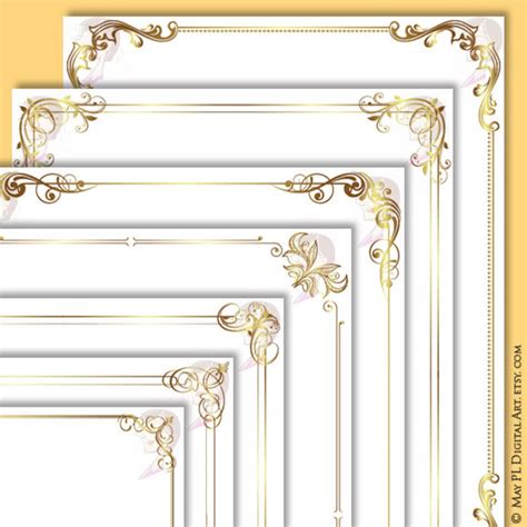 document frames page borders  gold floral foliage leaf retro