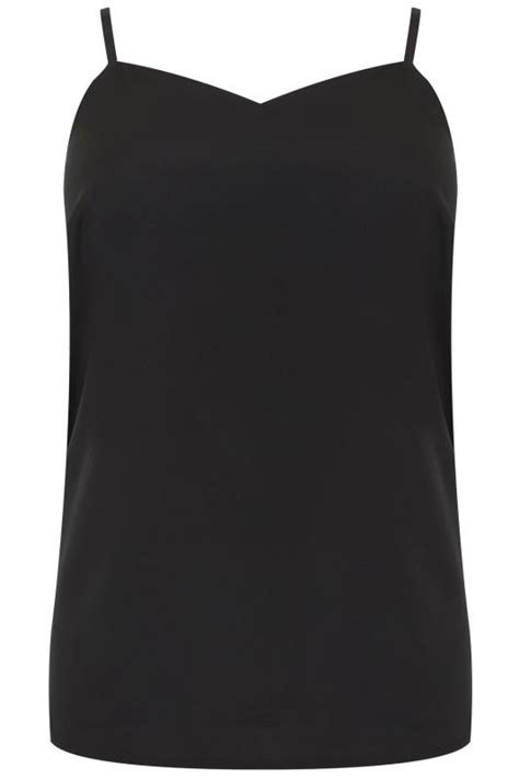 black woven cami top with side splits plus size 16 to 36
