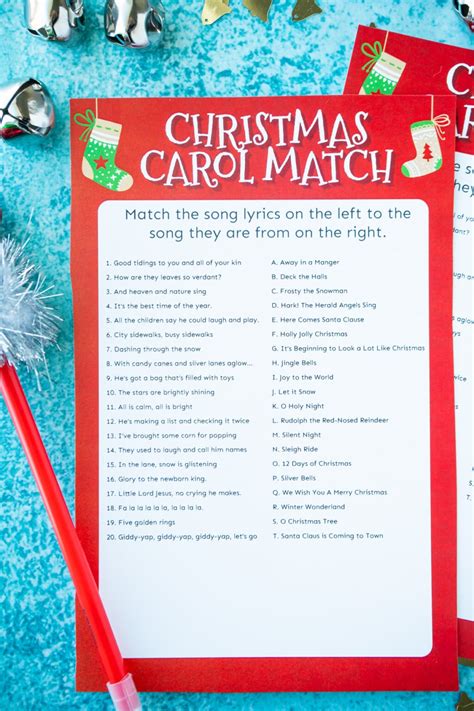 match  christmas carol game  printable play party plan