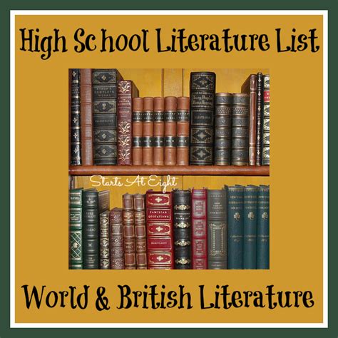 high school literature list world including british literature