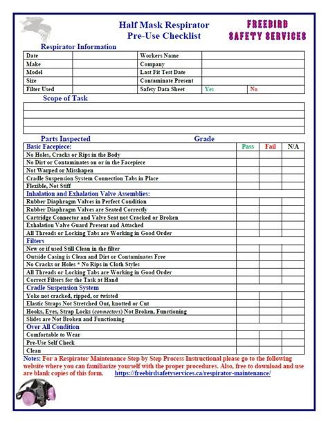 respirator fit test form template