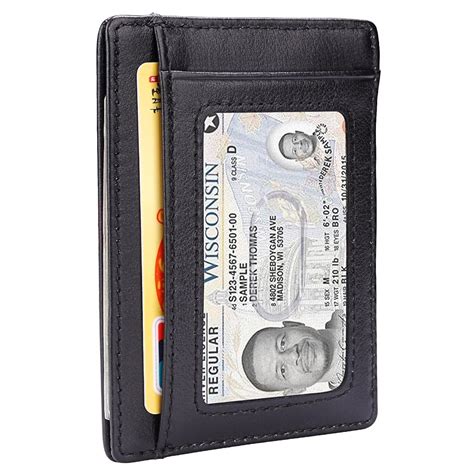 mens slim minimalist front pocket wallet genuine leather credit card id
