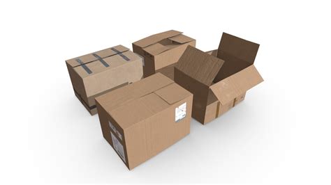 cardboard boxes game assets buy royalty   model  propdrop