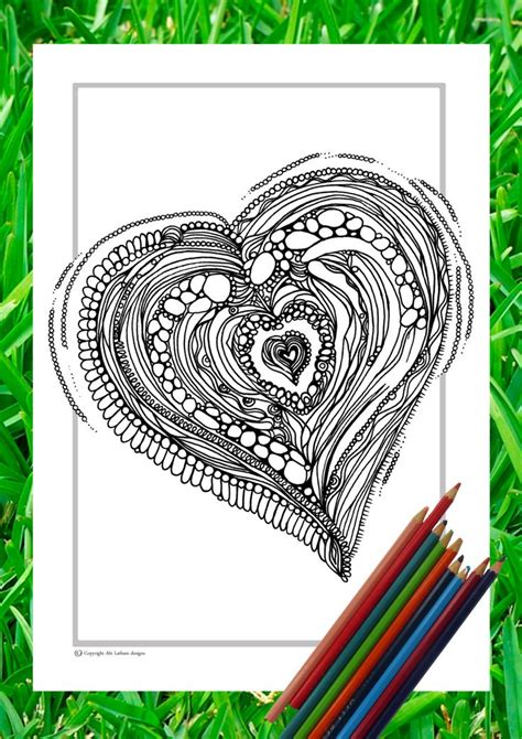print heart colouring page  abilathamdesigns  etsy