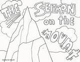 Mount Sermon Coloring Beatitudes Kids Jesus Sunday School sketch template