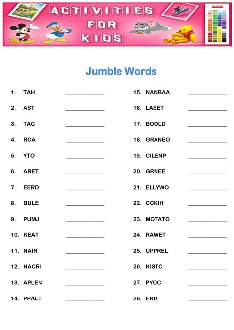 word scrambles worksheets activity shelter