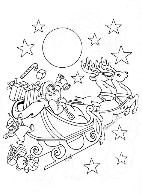 santa sleigh christmas coloring pages kids christmas coloring pages
