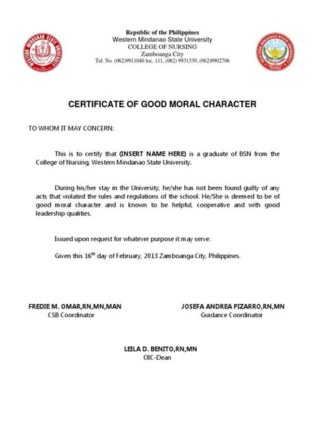 sample letter  good moral character   friend  document template