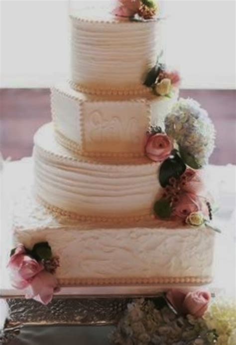 tier ivory buttercream vintage wedding cake  initialsby simply southern specialties
