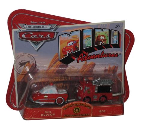 disney pixar cars mini adventures  hudson red toy car set