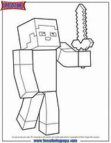 Minecraft Coloring Pages Herobrine Steve Sword Party sketch template