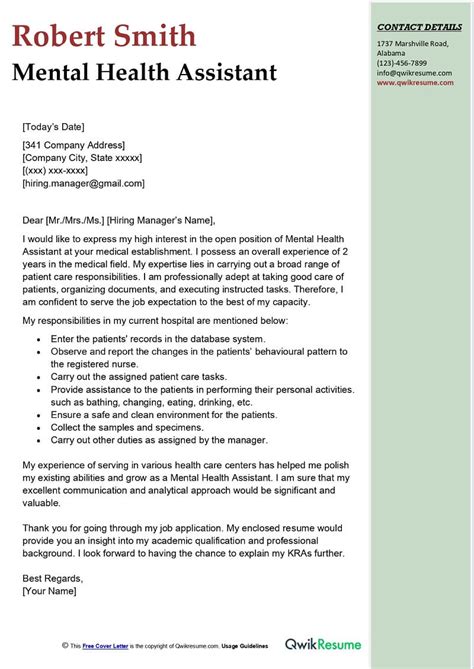 sample mental health letter