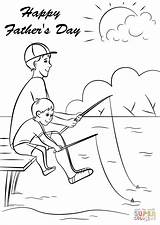 Coloring Fishing Son Father Pages Together Drawing sketch template