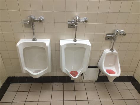 this bathroom has three different urinals mildlyinteresting