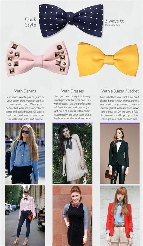 3 Ways To Wear The Bow Tie Tie Outfits Tie For Women Bow Tie