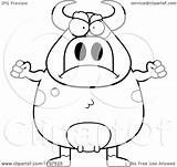 Bull Angry Coloring Chubby Clipart Cartoon Outlined Vector Thoman Cory Head Royalty Template sketch template