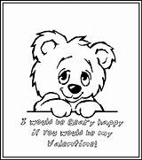 Valentine Beary Happy Colouring Pages Bear Opens Window Thumbnail Print Just Click sketch template
