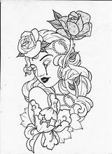 Colouring Badass Rostos Stitchingart Psychobilly Tatouage Deviantart sketch template