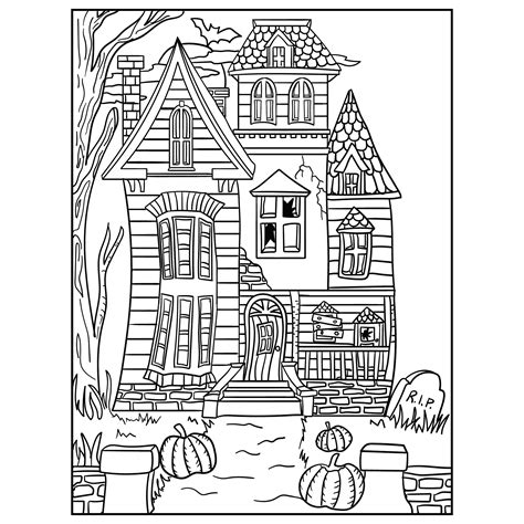 printable halloween haunted house     printablee