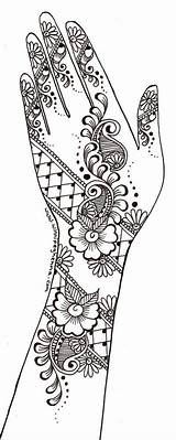 Henna Coloring Designs Tattoo Hand Pages Mehndi Stencils Arm Indian Printable Colouring Hands Beautiful Lace Simple Flower sketch template