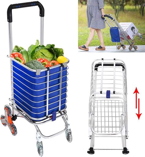 utility shopping cart collapsible grocery carts  rolling swivel wheels  stairs