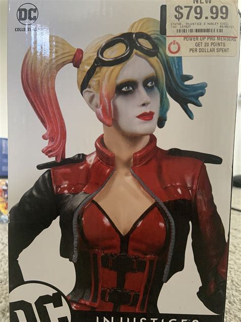 New Dc Injustice 2 Harley Quinn Statue Red And Blue Hair Gamestop