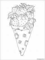 Ice Strawberry Pages Cream Coloring Color Online Adults sketch template