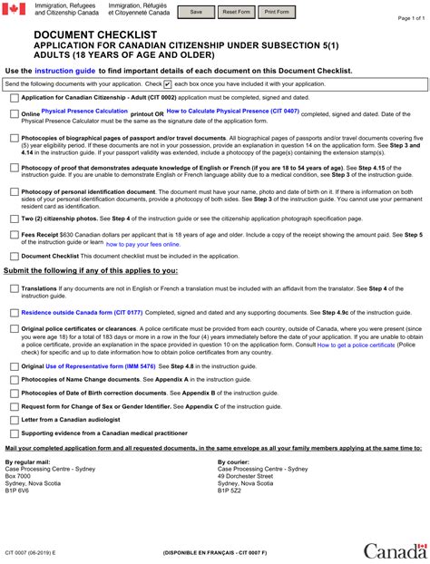 Form Cit007 Download Fillable Pdf Or Fill Online Document Checklist